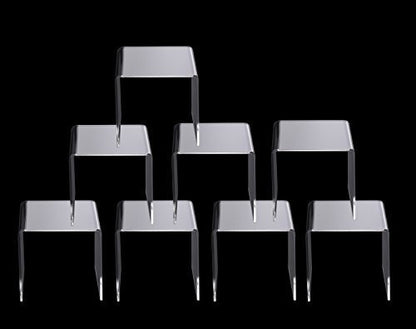 Jusalpha® 8 PC 6'' Clear Acrylic Risers, Acrylic Display Risers Shelf Showcase Fixtures for Jewelry, Display Stand for Amiibo Funko POP Figures, Cupcakes, Food Display, Cabinet- Lot of 8 (6x6x6 Inches) - size: 6x6x6 Inches