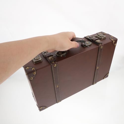 ULTECHNOVO Classic British Style Suitcase Vintage Trunk Storage Photo Leather Finish Multi-purpose Organizer