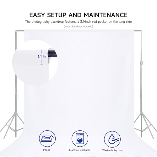 YSKE-Professional White Photography Backdrop10X7ft - Machine Washable Seamless Background for Studio & Video - color: White, size: 10x7