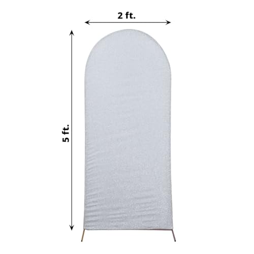 Efavormart 5ft Silver Chiara Arch Backdrop Cover, Metallic Double-Sided Spandex Cover for Birthday Celebration - color: Silver, size: 5 FT