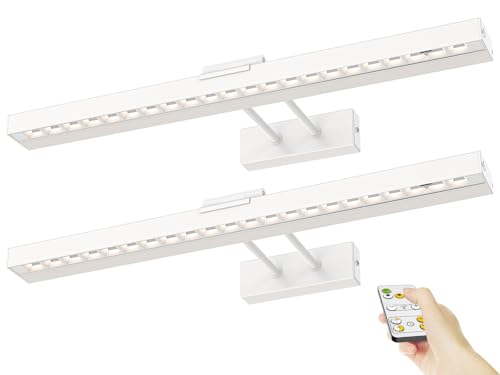 PESUTEN Picture Light Battery Operated, 16in Wireless Art Light for Paintings CCT Dimmable Recharging Battery Picture Light with Remote Control for Gallery Dartboard Art Bedroom Bathroom 2pcs White - color: White - 2 Pieces