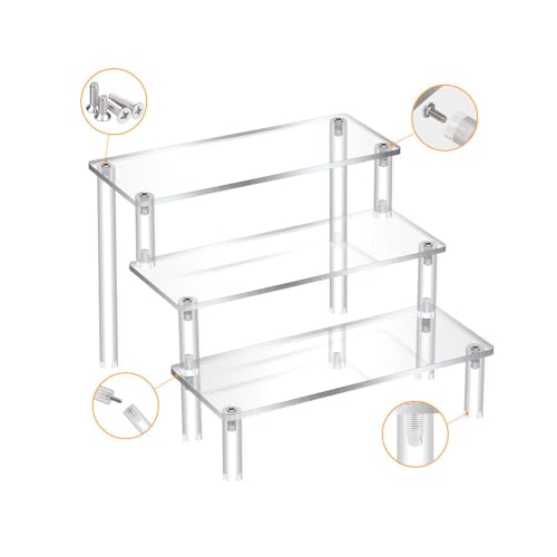 Acrylic Display Riser, Clear Perfume Organizer Stand, Cupcake Stand Holder, Dessert Table Display Shelf, Skin Care Organizer Collectibles Display Stand for Decoration and Organizer, 3Tier - size: 3 Tier 20 cm × 20 cm × 15 cm