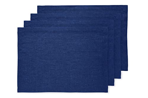 Solino Home Linen Cloth Placemats Set of 4-100% Pure Linen Royal Blue Placemats 14 x 19 Inch - Athena - color: 09: Royal Blue, size: 14" X 19" (Set of 4)