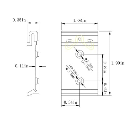 1.08" Width DIN Rail Mounting Clip, Universal Aluminum Alloy Bracket, Snap-in Fixed Clamp for 35mm Slotted DIN Rail, 4-Pack - size: 1.08 Width DIN Rail Mounting Clip