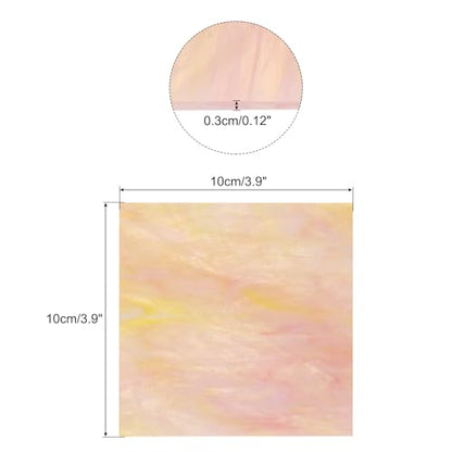MECCANIXITY Stained Glass Sheet Mosaic Tile 3.9 Inch x 3.9 Inch Pink Stained Glass Sheets for Crafts DIY, Art Project - color: Pink