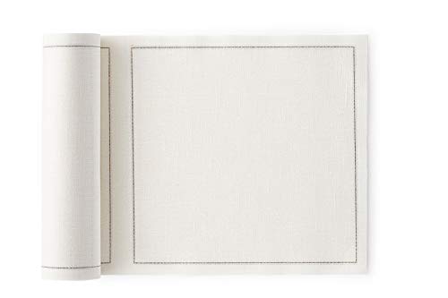 MY DRAP Linen Reusable Luncheon Napkins 7.9x7.9 in (20 Napkins, Cream) - color: Cream Linen