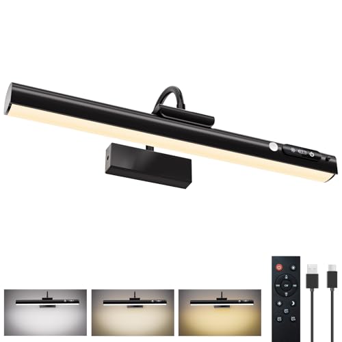 15.7'' Picture Lights for Wall with Motion Sensor, 9000mAh Rechargeable Battery Operated Poster Lights for Paintings, Portraits, Wall Decor, Black - color: Black-1P