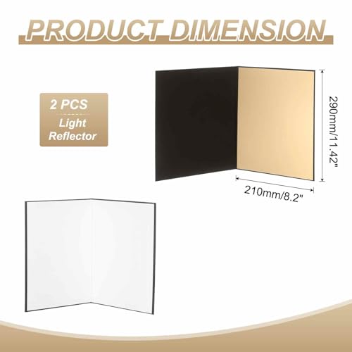 2Pcs 11"x8" Light Reflector 3 in 1 Photography Reflector Cardboards, Foldable & Stable for Still Life Product Food Photo Shooting, Self-Standing, Gold - color: Gold, size: 11x8 Inch