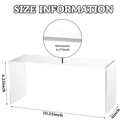 Soaoo 4 Pcs Large Acrylic Riser Display Stands Clear Shelf Riser Jewelry Stand Retail Desktop Display for Show Decor Cupcake, Collectibles Figures, Organize, Decor(10.25 x 4 x 4.25 Inches) - size: 10.25 x 4 x 4.25 Inches
