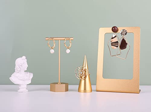 2pcs Gold Ring Display - Wedding Ring Holder for Nightstand, Height 2" and 3.1" - color: Gold