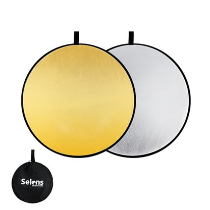 Selens 2 in 1 Foldable 17inch/45cm Light Reflecto,Collapsible Disc Photography Reflector Silver,Gold for Portable Portrait Photography and Outdoor Lighting - size: 2 in 1 17inch (Gold/Silver)