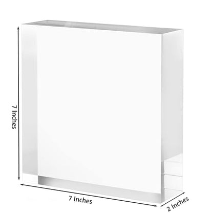 CiaoHER 2in Thickness Solid Acrylic Cube Display Block Clear Polished Pedestal Stand Riser Solid Base 2'' x 7" x 7", 1 Pack