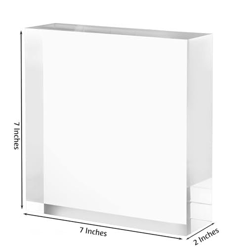 CiaoHER 2in Thickness Solid Acrylic Cube Display Block Clear Polished Pedestal Stand Riser Solid Base 2'' x 7" x 7", 1 Pack