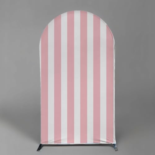 FiVan Arch Covers Stretchy Pink Stripes Backdrop for Birthday Baby Shower Party Decoration 3x6ft Baptism Background Props - color: NO-410, size: 3x6ft(90x180cm)