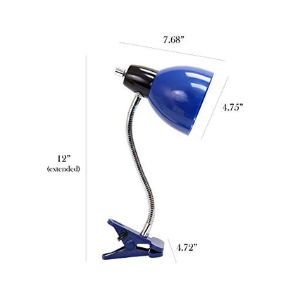 Simple Designs LD2014-BLU Adjustable Desk Clip Lamp Light, for Desks, Nightstands, Reading, Blue
