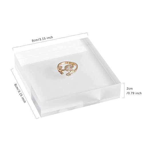 Transparent jewelry risers for selling, Acrylic risers for earring display, clear block ring riser tray for online business Photography【3.15 L x3.15 W x0.79 H inch】 - size: 3.15 L x3.15 W x0.79 H inch