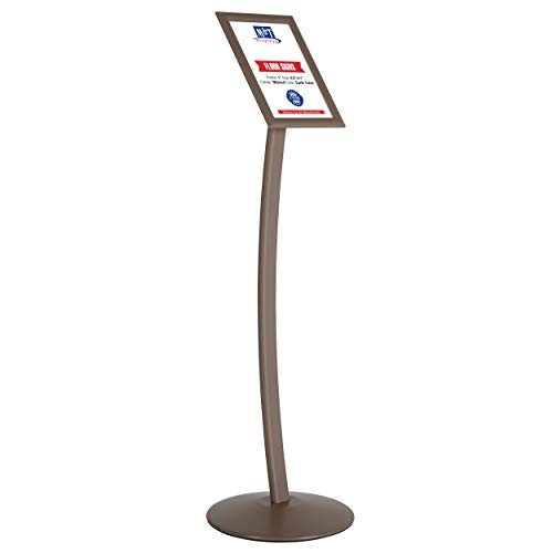 M&T Displays Curved Menu Board, 8.5x11 Pedestal Sign Holder Earth Color Floor Standing Aluminum Front Loading Easy Open Poster Message Advertisement Holder For Restaurant Cafe Hotel - color: Earth Color, size: 8.5x11