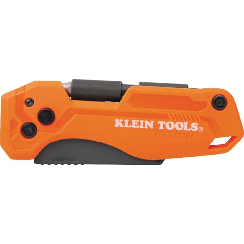 Klein Tools 44304 Folding FLICKBLADE Utility Knife, Compact, Removable Impact Driver, 1/4-Inch Nut Driver and #2 Phillips Bit - style: Flickblade w/ Driver