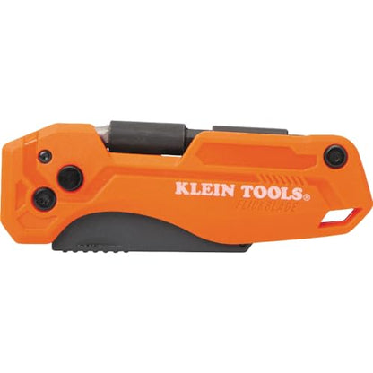 Klein Tools 44304 Folding FLICKBLADE Utility Knife, Compact, Removable Impact Driver, 1/4-Inch Nut Driver and #2 Phillips Bit - style: Flickblade w/ Driver