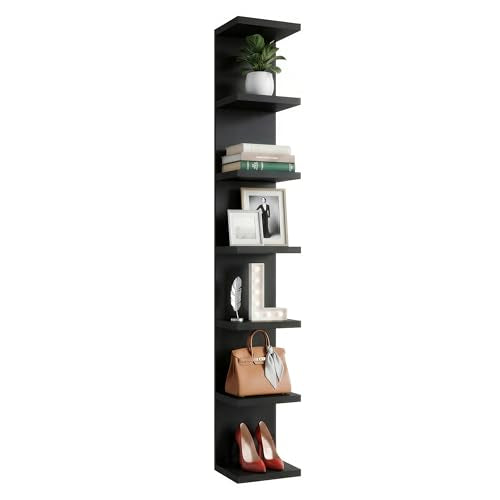 7 Tier Wall Shelf Unit & Lack Shelf, Versatile Floating Shelves for Wall, Bedroom Book Shelf, Vanity Display Shelves, Tall Decorative Shelving Unit, Long Shelves for Storage Black - style: 7 tier wall shelf -Black