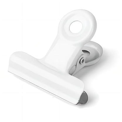 Coideal White Bulldog Paper Clips, 20 Pack 2 Inch Large Metal Binder Clips Round Hinge Clamps for Food Bags, Pictures Photos, Art Crafts, Office School (50 mm) - color: White
