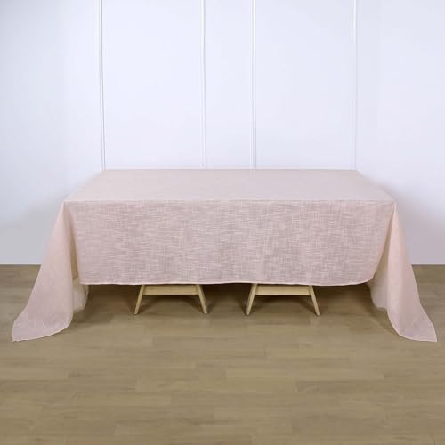 Efavormart 90"x132" Linen Rectangular Tablecloth, Slubby Textured Wrinkle Resistant Tablecloth - Blush Rose Gold for Kitchen Dinning Tabletop Decoration Indoor and Outdoor Use - color: Blush, size: 132" x 90" (Rectangular)