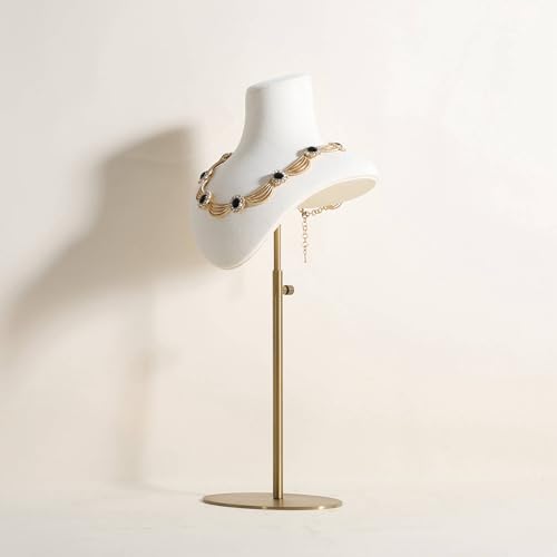 Necklace holder bust for girls, Velvet hanging jewelry organizer, Small necklace mannequin, Metal necklace display stands for selling【Beige-Medium】 - color: Beige, size: Medium