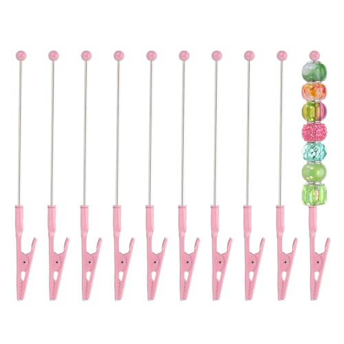 PATIKIL Long-Tailed Alligator Clamp, 10 Pcs 5.3 Inch/135mm Metal Wire Alligator Clamp Beadable Alligator Photo Clips for Picture Note Menu Memo DIY Decor Crafts, Pink - color: Pink