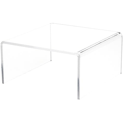 Plymor Clear Acrylic Short Square Display Riser, 4" H x 8" W x 8" D (1/4" thick) (2 Pack) - size: 4" x 8" x 8"