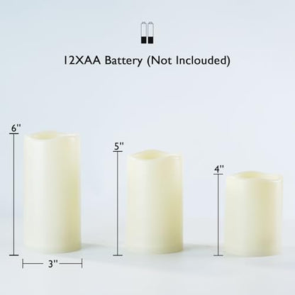 Homemory Waterproof Flameless Candles, Outdoor Indoor Battery Operated LED Pillar Candles with Remote Control and Timer, Plastic, Long Lasting, D3 x H4 4" 5" 5" 6" 6", Set of 6 - size: Set of 6