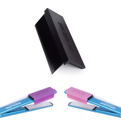 Hair Straightener Comb Removable Flat Iron Comb Attachment Clip On, Carbon Fiber, For Silky Smooth Results (BLACK) - color: Black