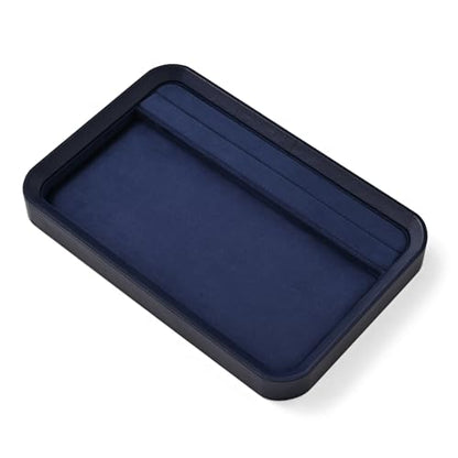 Oirlv Jewelry Display Tray for Vendors Velvet Jewelry Tray with Compartments for Rings and Bracelets(Blue) - color: Blue P21602