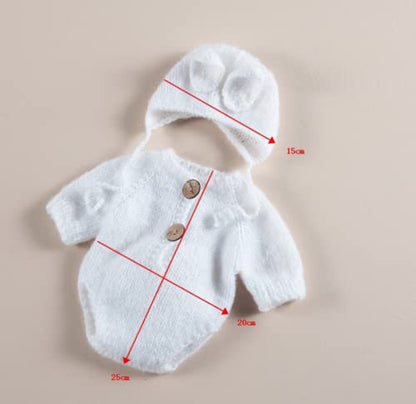 Newborn Baby Bunny Rabbit Crochet Knitted Photography Props Newborn Baby Outfits Diaper Costume - color: Pure White