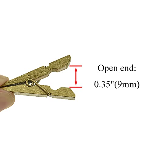 HAHIYO Gold Wooden Clothes Pins Clothespins Small Do NOT Fall Apart 1.38 inches Length 50 Pack Sturdy Strong Springs No Rust No Discoloration for Laundry Bathroom DIY Craft Photos Food Opened Bags - size: Gold 1.38 inches 50 Pack