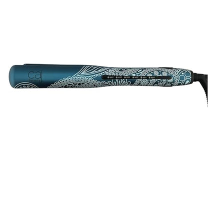CAJ Beauty Flip & Bend Style Iron in Sapphire Paisley, Thermatru Technology, 1" Titanium Floating Teeth Comb, Automatic Shut-Off, Color-Coded LED Lights for Easy Temperature Indication - color: Sapphire Paisley