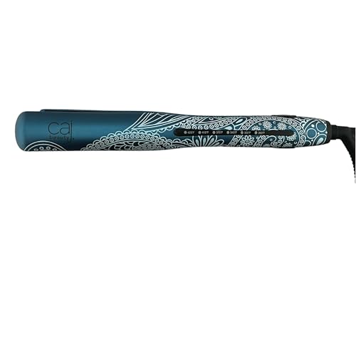 CAJ Beauty Flip & Bend Style Iron in Sapphire Paisley, Thermatru Technology, 1" Titanium Floating Teeth Comb, Automatic Shut-Off, Color-Coded LED Lights for Easy Temperature Indication - color: Sapphire Paisley