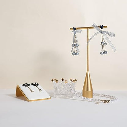 Velvet earring display stands for selling, White earring holder, Gold Jewelry studs organizer【White】 - color: White