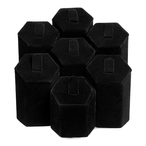 MOOCA Jewelry Ring Stand Holder Display Set, Ring Holders for Jewelry Storage Organizer Stand Pedestals Display 7 Pcs Set, Black Velvet - color: Black Velvet