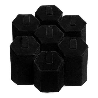 MOOCA Jewelry Ring Stand Holder Display Set, Ring Holders for Jewelry Storage Organizer Stand Pedestals Display 7 Pcs Set, Black Velvet - color: Black Velvet