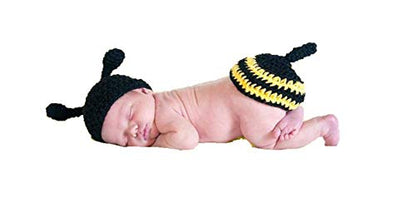 Matissa Newborn Baby Girl/Boy Crochet Knit Costume Photography Prop Hats Outfits - color: Baby Bee