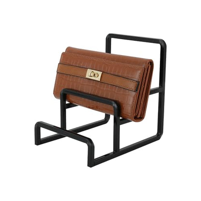 Wallet Display Rack Purse Stand, 3 Layer Display Riser Stainless Steel Metal Countertop Shelf Risers for Showcase Home Boutique Retail Store Black