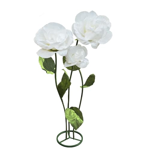 3pc Large Flowers Artificial Flower Decoration, Giant Artificial Flower Art Large Fake Rose Flowers for Wedding Baby Shower Birthday Christmas Party Banquet Backdrop Shop Window Display Props (White) - color: White Rose