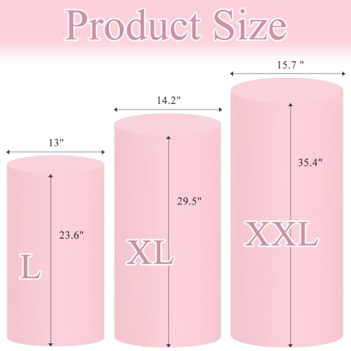 Socomi Cylinder Pedestal Stand Covers Spandex Flexible Display Box Stand Covers for Birthday Party Wedding Baby Shower Decoration- Only Stand Covers Included Set of 3 Pink - color: Pink, size: Set of 3