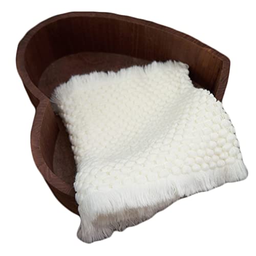 Zeroest Baby Photography Props Basket Braid Wool Wrap Newborn Photo Shoot Baskets Filler Posing Stuffer Background Blanket (White) - color: White