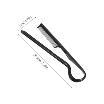 2pcs V-shaped Hair Straightening Comb Professional Black Hairdressing Tools for Touch-up