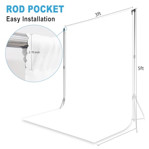 White Backdrop for Photoshoot Professional Photo Backdrop Background Curtain for Product Photography Portraits Wedding Party Live Streaming Video Recording 3X5 FT - color: White, size: 3X5 FT