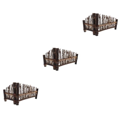 PRETYZOOM 3pcs Vintage Decorative Sushi Fence Plate for Restaurant Chic Japanese Serving Tray for Food Photography Stylish and Practical Sushi Decor Natural Color Design - color: Coffeex3pcs, size: 30.00X13.00X2.00CMx3pcs