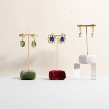 Velvet Earring T Bar Stand Jewelry Display, Earring Display Holder for Selling, Jewelry Storage Organizer【Red】 - color: Red
