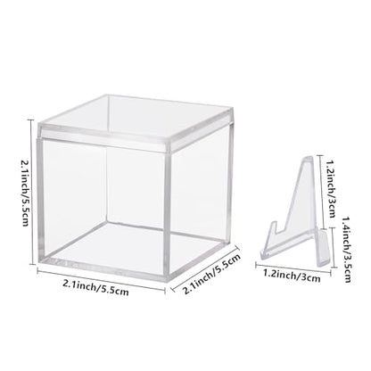 20 Pack Championship Ring Display Case Clear Acrylic Ring Case Display Box for Sports Baseball Softball Football Golf Single Ring Coin Holder Stand, 2.16 Inch - size: 20 Pack