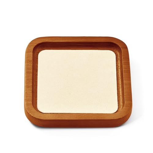 Solid Wood Jewelry Display Flat Tray for Rings Earrings Necklace Bracelet, Jewelry Photograph Display(Beige,S) - color: Beige, size: 10 * 10 * 1.5cm